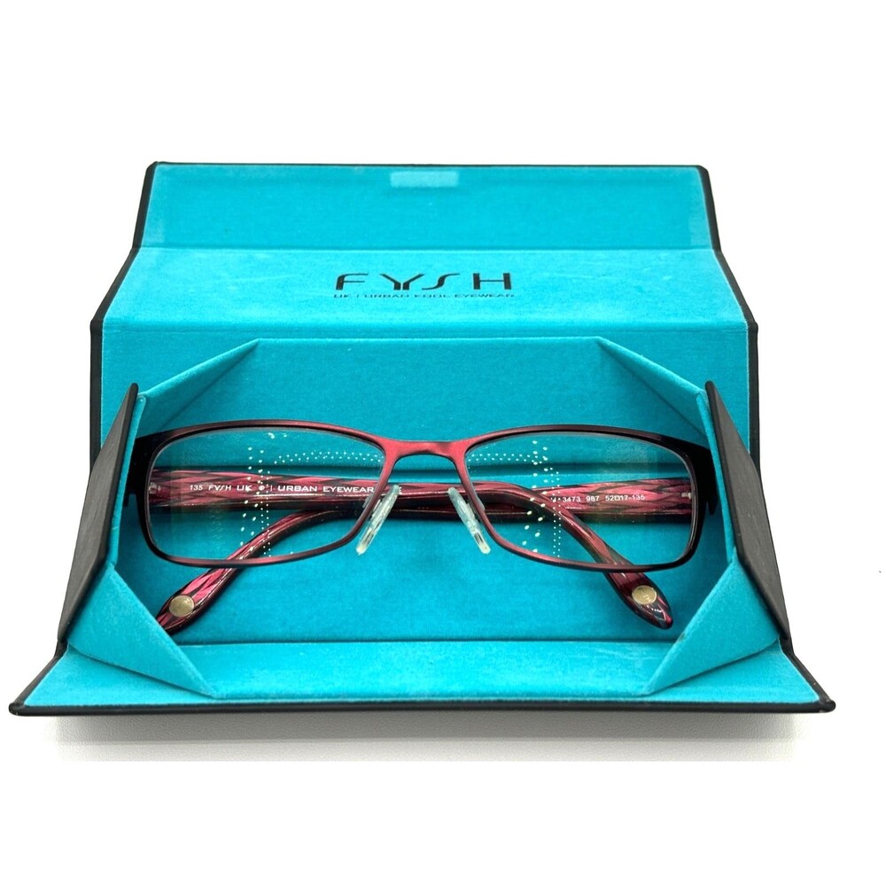 FYSH UK 3473 Women's Eyeglass Frame 987 Burgundy 52017-135‎ Optical Metal EUC